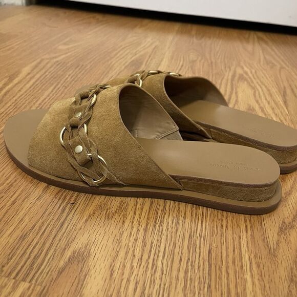 NWOB Rag & Bone Beau Suede cognac brown chain slip on sandals size 39 $328 - Picture 7 of 9